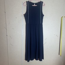 Ann Taylor Navy Blue Sleeve-less Maxi Dress Women's Large