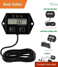 Digital Inductive Tach Hour Meter for Engines RPM Gauge Maintenance Timer
