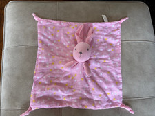 Walmart Pink Yellow Polka Dot Bunny Head Lovey Security Blanket Muslin Knot