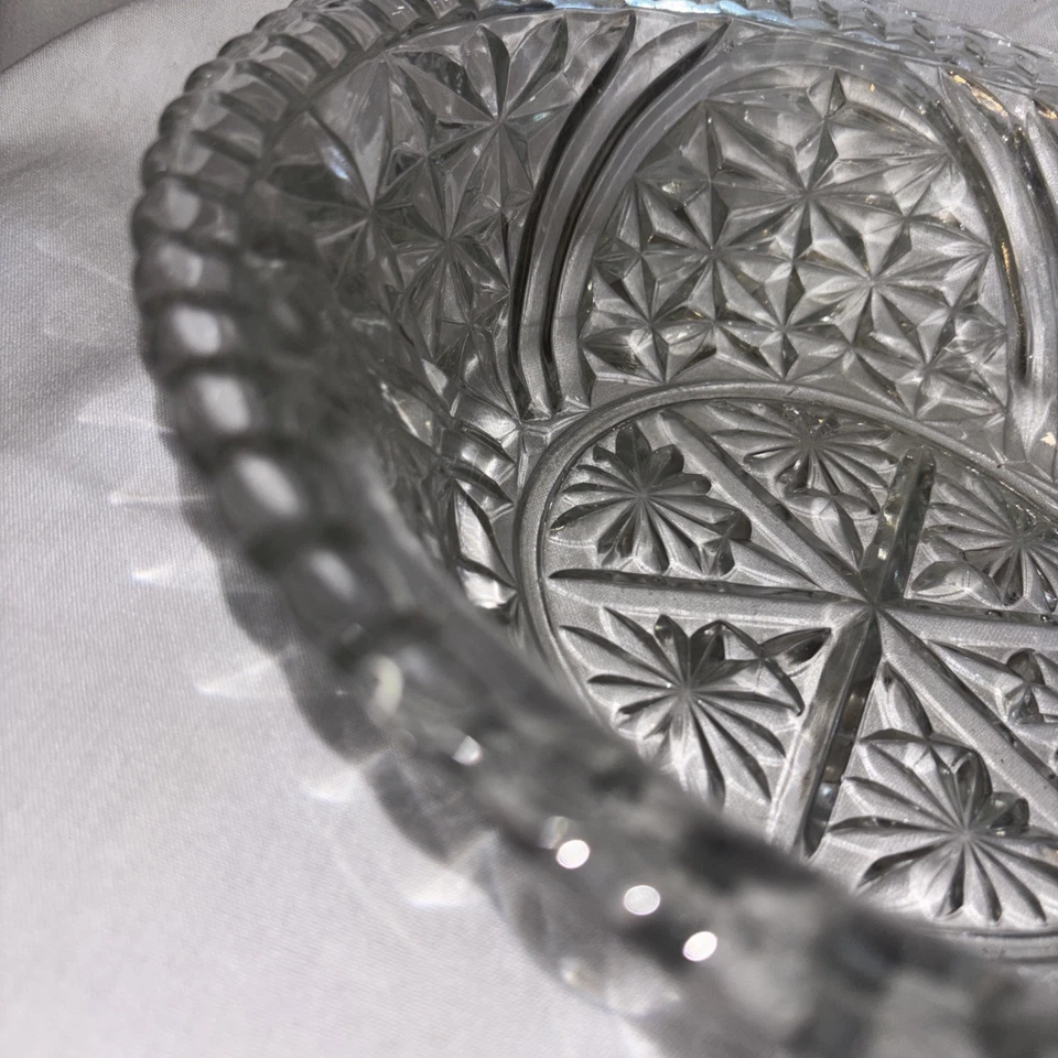 Ensaladera vintage GRANDE vidrio transparente para servir frutas profundo 10,5" x 3" usado en excelente estado Foto 4 de 4