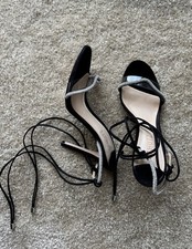 Schutz Black/Silver Rhinestone Strappy Stilet...