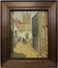 Early 20th C. Mary Nicholena MacCord American Impressionist Village Street Oil