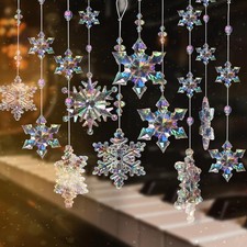 OuMuaMua 12pcs Christmas Crystal Snowflake Ornaments for Christmas Tree Decorati