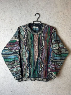 Vintage COOGI Australia 3D Knit Sweater L 100% Cotton Multicolor Biggie... - Bild 1 von 4