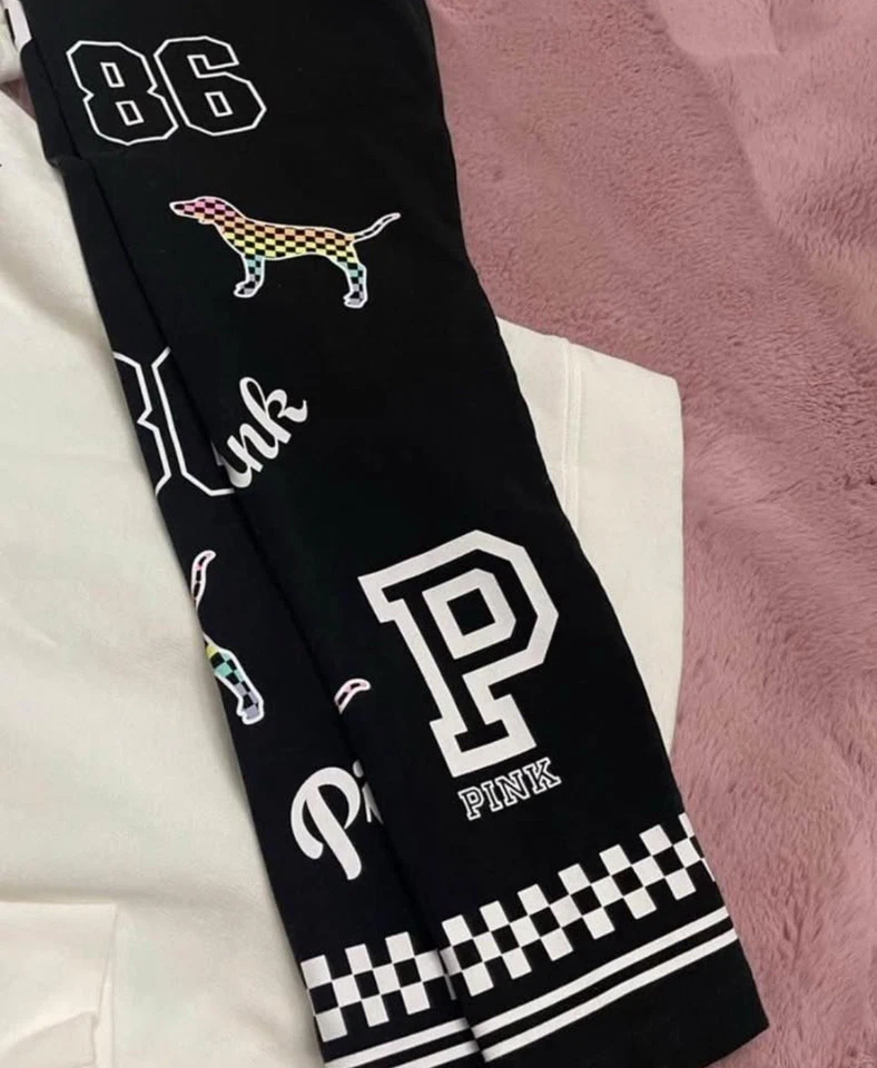 VS PINK Checkered Leggings Large NWOT - Image 3 of 4