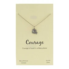 Shag Wear Womens Pewter Animal Pendant Necklace Inspirational Quote - Lion NEW