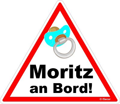 Aufkleber Moritz an bord Sticker Warnung Vorsicht Baby on Board, kfz_224_moritz
