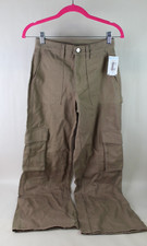 Abound Women  s High Waist Baggy Wide Leg Cargo Utility Pants Khaki Brown Size 23