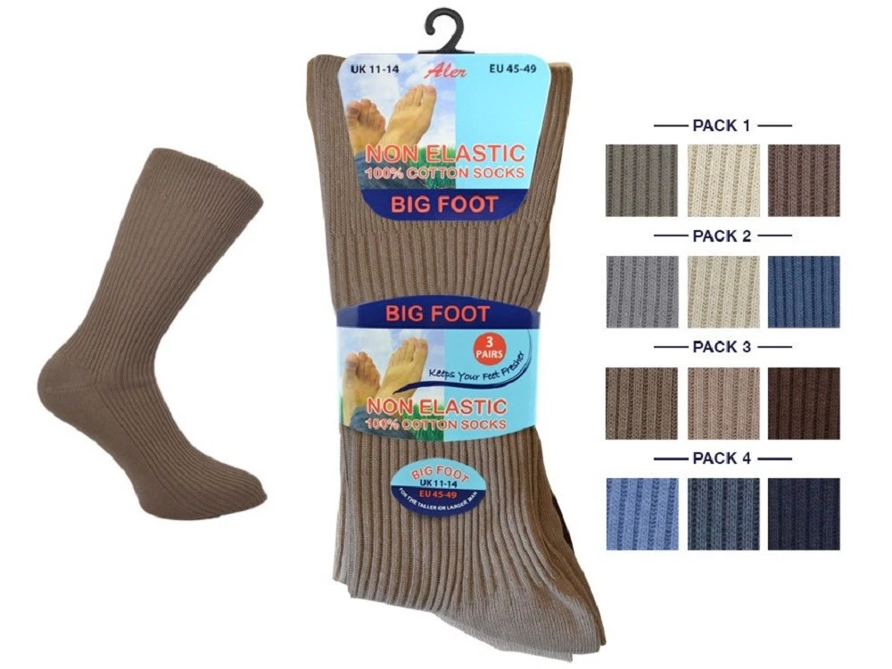 Men's Non Elastic Loose Top Socks,Can be Use for Diabetic, Fit to UK Size 11-14