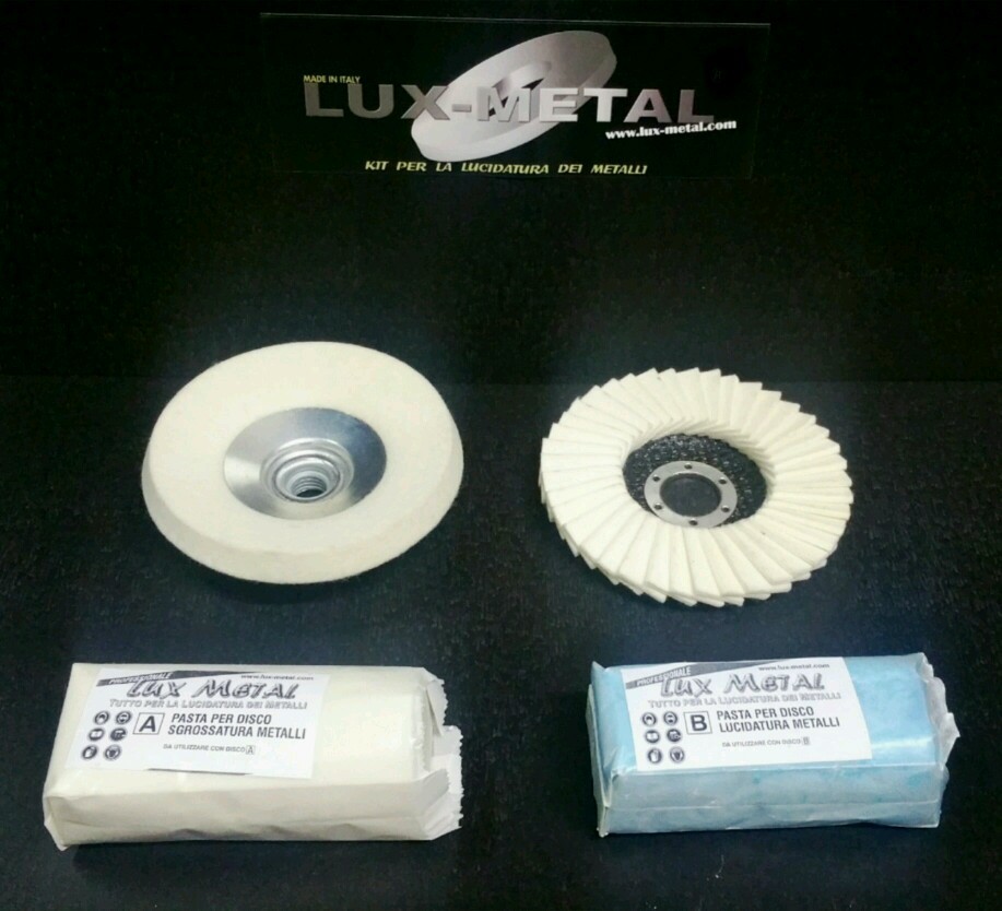 Kit 2 lucidatura disco feltro lamellare m14  alluminio acciaio inox rame ottone