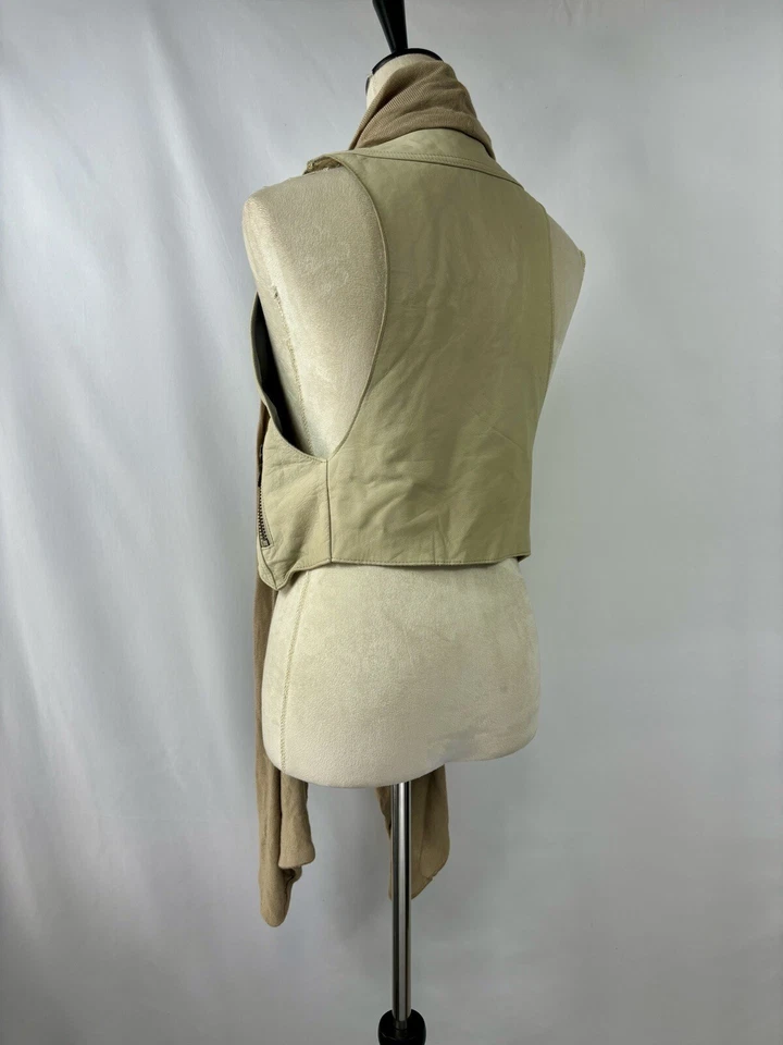 We Love Leather Doma Vest Cream Small Scarf Neck Zipper Accents - Image 3 of 4