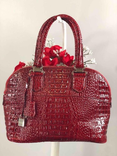 STAUER Red Croc Embossed Hard Leather Handbag Purse | eBay