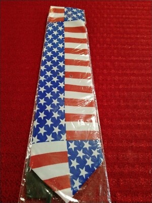 God Bless America Mens Necktie Tie USA Flag Patriotic 4th of July.
