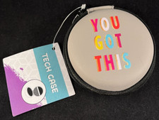 Tech Case - Earbuds Case - Hard Sides - Zipper - Cord Storage - You Got This
