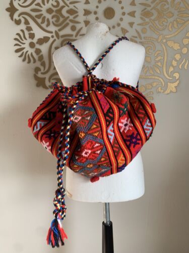 Zaino etnico tribale borsa spiaggia boho eccentrico festival stile vintage anni 60 azteco