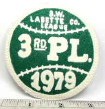 Vintage SW Labette Co KS Baseball League 1979 3rd Place Finish Jacket Patch G