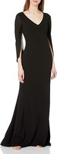 NWT - BADGLEY MISCHKA EG2436 'MODELE' STRETCH CREPE CAPE Black GOWN DRESS - 0