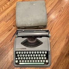 Vintage HERMES ROCKET Mint Green Portable Typewriter Made Switzerland Case Works thumbnail