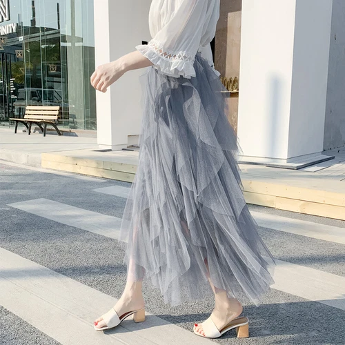 Sommer Damen Tüllrock Elegant Elastische Taille Fee Lang A-Linie Tutu Röcke - Bild 27 von 39