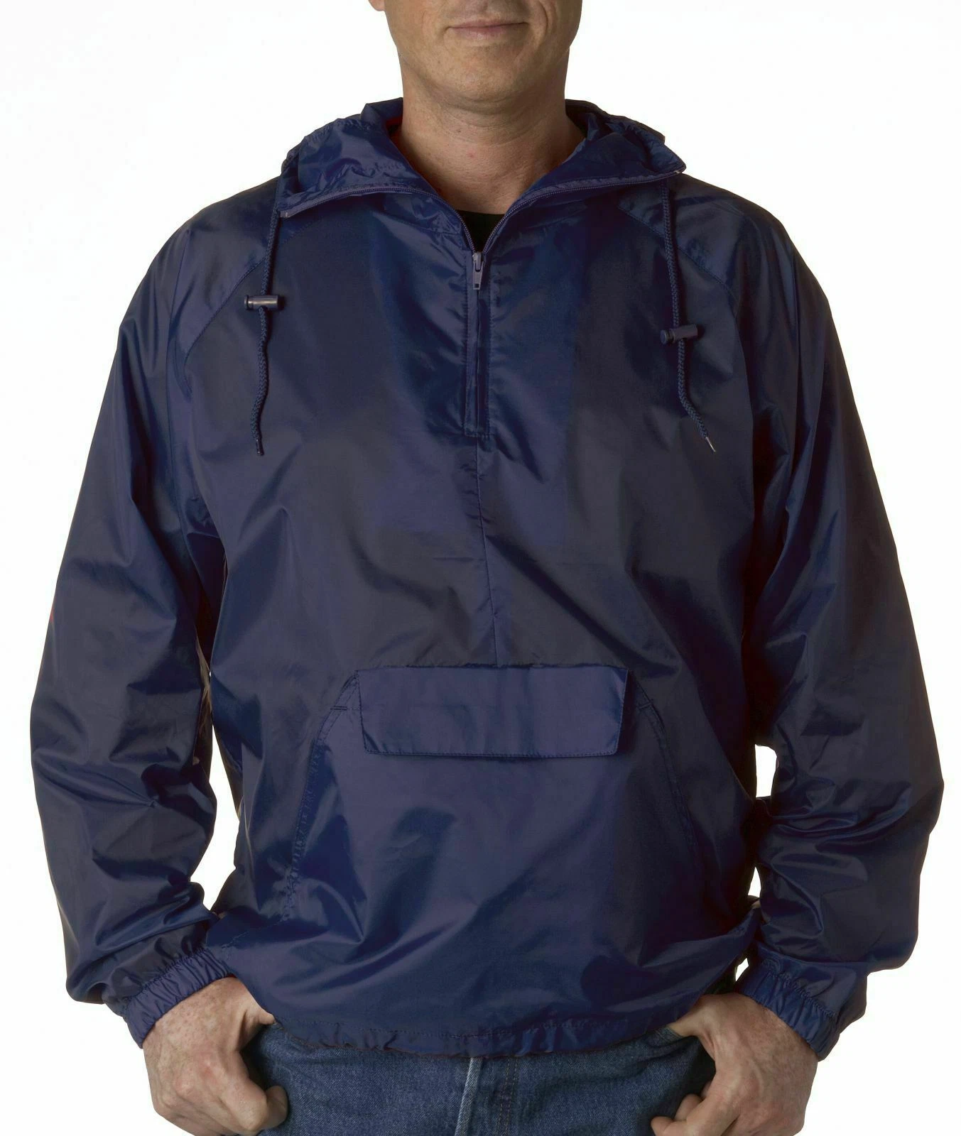 Men's Ultra Club 1/4 Zip Packaway Jacket Rain Nylon NEW Medium NAVY BLUE