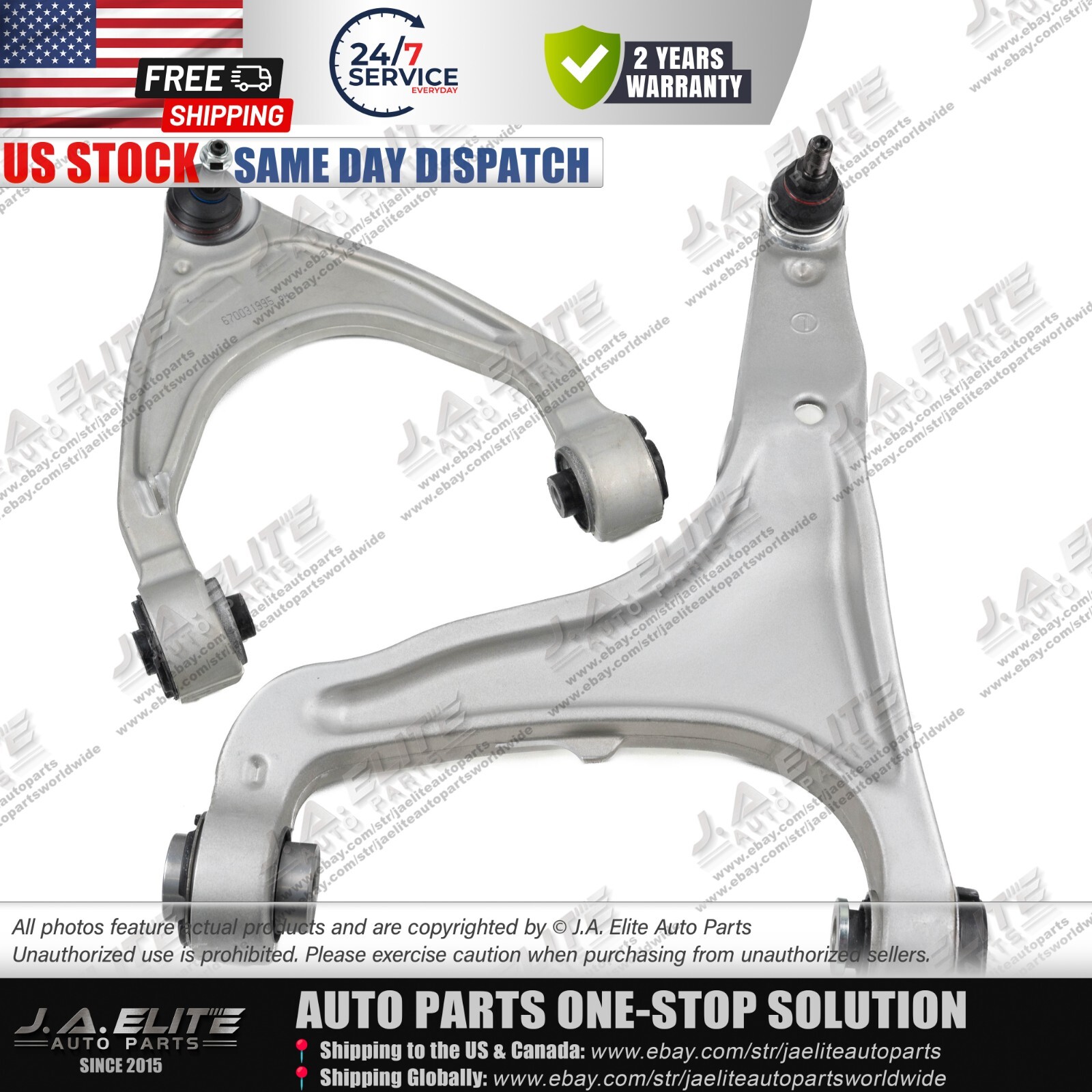 2pcs Front Left Upper & Lower Control Arm fit Maserati Levante (2017+)