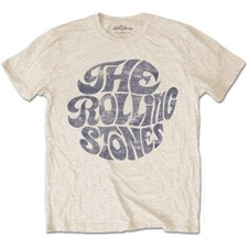 Rolling Stones Men's Vintage 70'S Logo Short Sleeve T-Shirt, Beige, Large