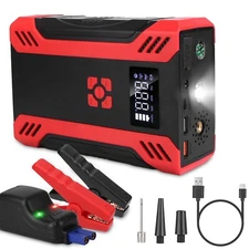 2000mAh Car Jump Starter Car Battery Booster Auto Digital Tire Inflator Portable
