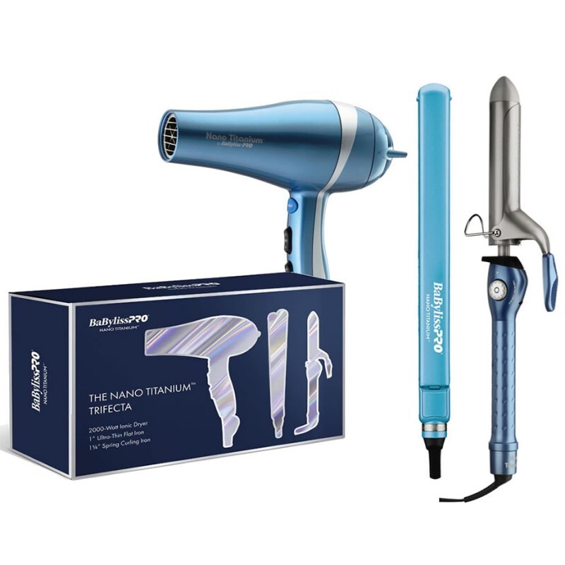 BabylissPRO NANO TITANIUM TRIFECTA Hair Straightener, Professional