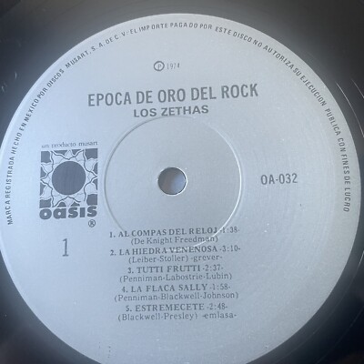 LOS ZETHAS - EPOCA DE ORO DEL ROCK - LP MUSART DA 032 MEXICO VERY