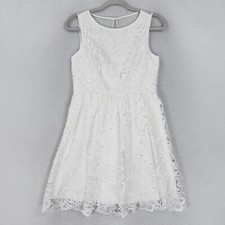 Adrianna Papell Dress Womens 6 White Lace A Line Flare Cocktail Wedding Party