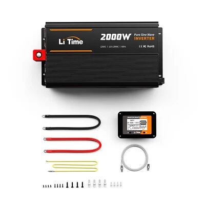 LiTime 2000W Pure Sine Wave Inverter 12V DC to 120V AC Converter for RV Camper