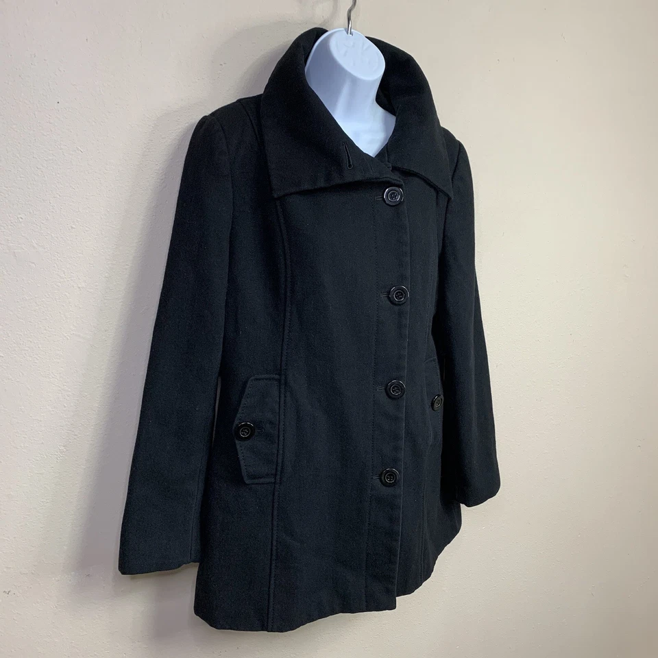 Tamanho 10 Nine West mistura de lã preta forrada de pavão manga longa clássica academia - Imagem 3 de 4