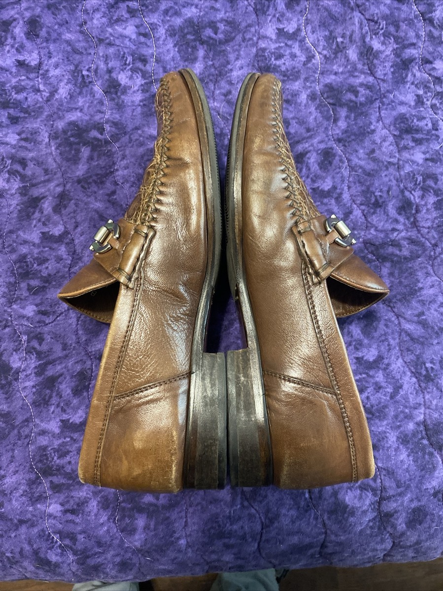 David Eden Crocodile Brown Leather Loafers Men display picture 1