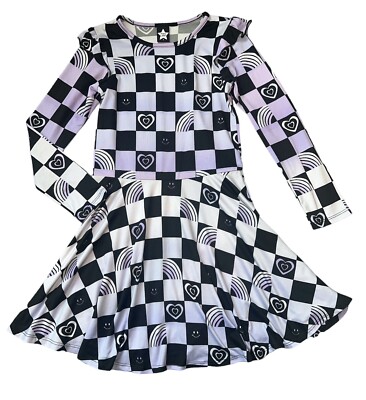 Pixie Lane Girls Simply Soft Long Sleeve Checkered Print Skater Dress Size 8