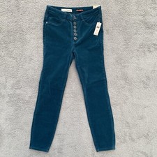 Anthropologie Pilcro Pants Womens 28 High Rise Skinny Blue Velour Stretch NWT