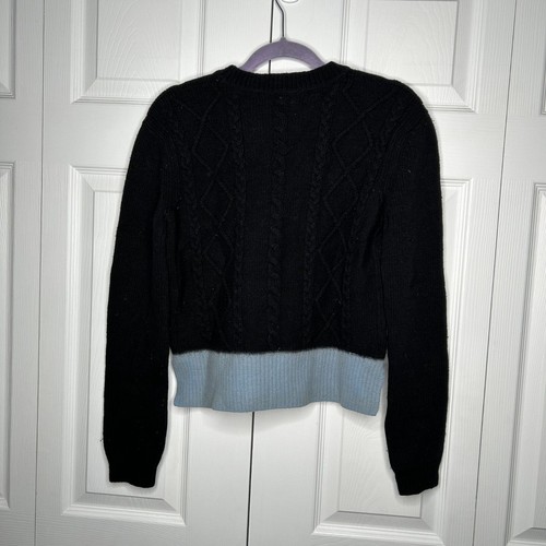 Marni Black Blue Silk Blend Wool Contrast Hem Sweater Women's Size IT 40 - Picture 8 of 9