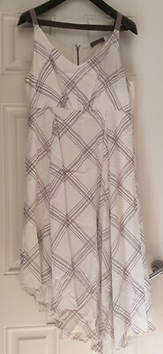 Mint Velvet White Check Print Sleeveless Dress Size 12