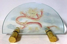 Reverse Cut Etched Glass Chinese Dragon Sculpture