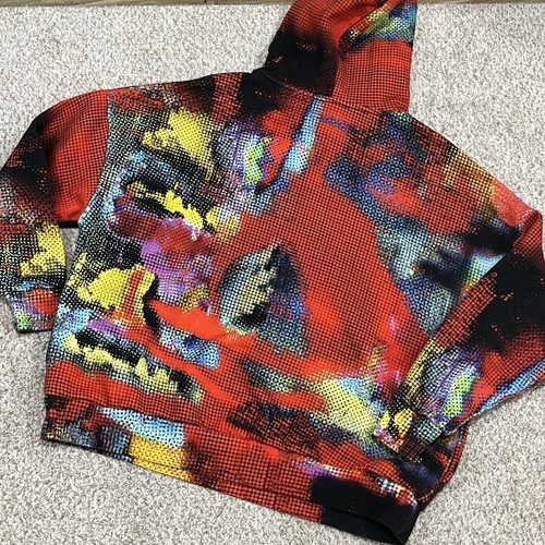 Desigual Hoodie Medium María Escoté Red Yellow Face Dot Print Art Oversize - Picture 4 of 6