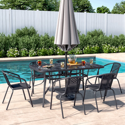 Garden Patio Bistro Coffee Table Marble Stone Chair/ Sets with