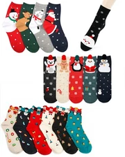 Festive Christmas Crew Socks for Women and Teens Fun Holiday Gift Made In Korea