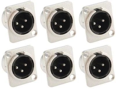 6x XLR male Einbaubuchse D-Typ 3 pol Einbaustecker Neutrik kompatibel 3-polig