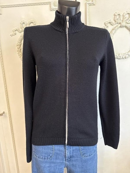 Women Peter Hahn Sweater Black Wool 38 / M / 46 #C8B4