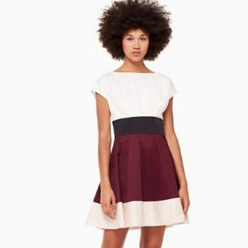 Abito Kate Spade NY Colorblock Fiorella rosso marrone rosa nero bianco taglia 0 nuovo con etichette