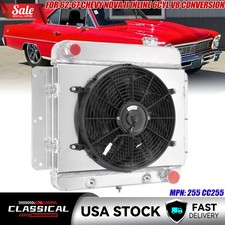 4 Row Radiator Shroud Fan For 1962-67 Chevy Nova Ii Inline 6cyl V8 Conversion 4 Row Radiator Shroud Fan For 1962-67 Chevy Nova Ii Inline 6cyl V8 Conversion