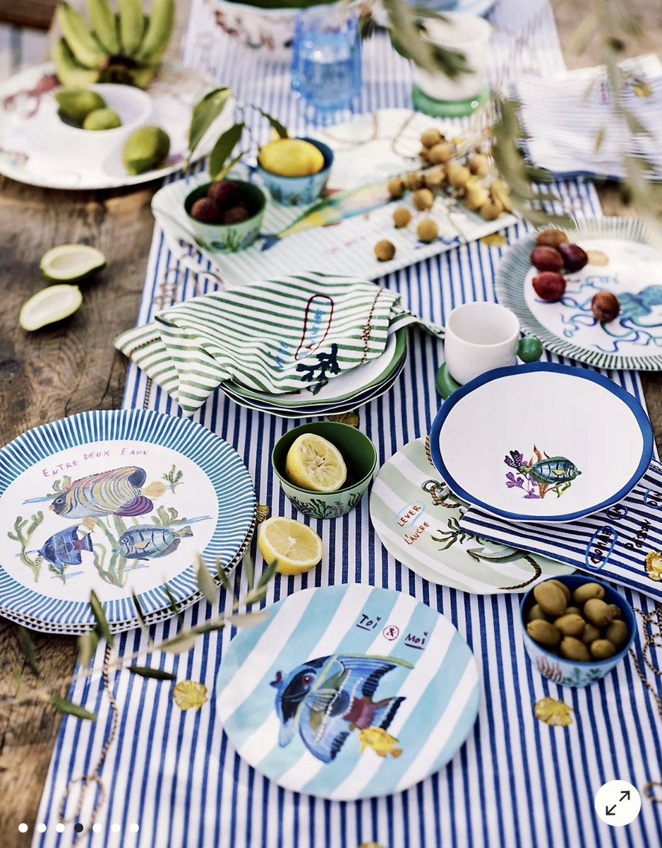 NEW ANTHROPOLOGIE NATHALIE LETE BY THE SEA MELAMINE TRAY PLATTER