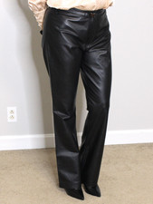 Womens Leather Pants Ralph Lauren Black Sz 10 Lambskin Vintage 90s Y2K Soft