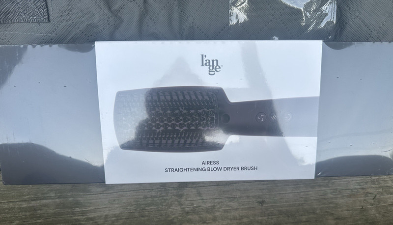 L'ange AirEss Heated Straightening Brush Black Unisex All Hair Types