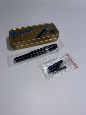 Kaweco AL SPORT Fountain Pen Stonewashed Black F Nib - W/ Clip & Mini Converter