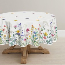 Spring Tablecloth 70Ã—70 Inch Round, Colorful Wild 70" x 70" (Round) White